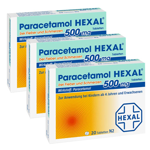 PARACETAMOL 500 mg HEXAL b.Fieber u.Schmerzen Tab. (3x 20St)