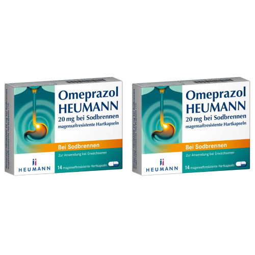 Omeprazol HEUMANN 20 mg bei Sodbrennen Set (2x 14St)