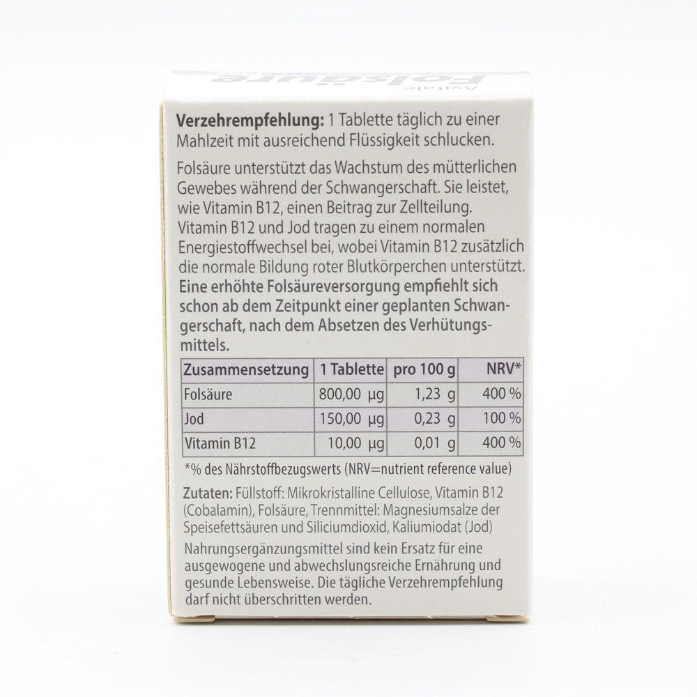 FOLSÄURE 800 Plus B12+Jod Tabletten