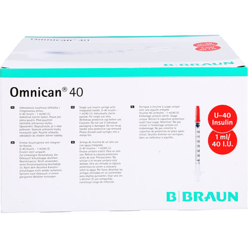OMNICAN Insulinspr.1 ml U40 m.Kan.0,30x8 mm einz.