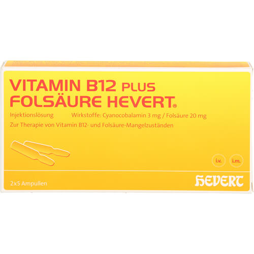 VITAMIN B12 PLUS Folsäure Hevert a 2 ml Ampullen