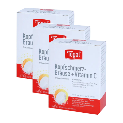 TOGAL Kopfschmerz-Brause + Vit.C Brausetabletten Set (3x20St)